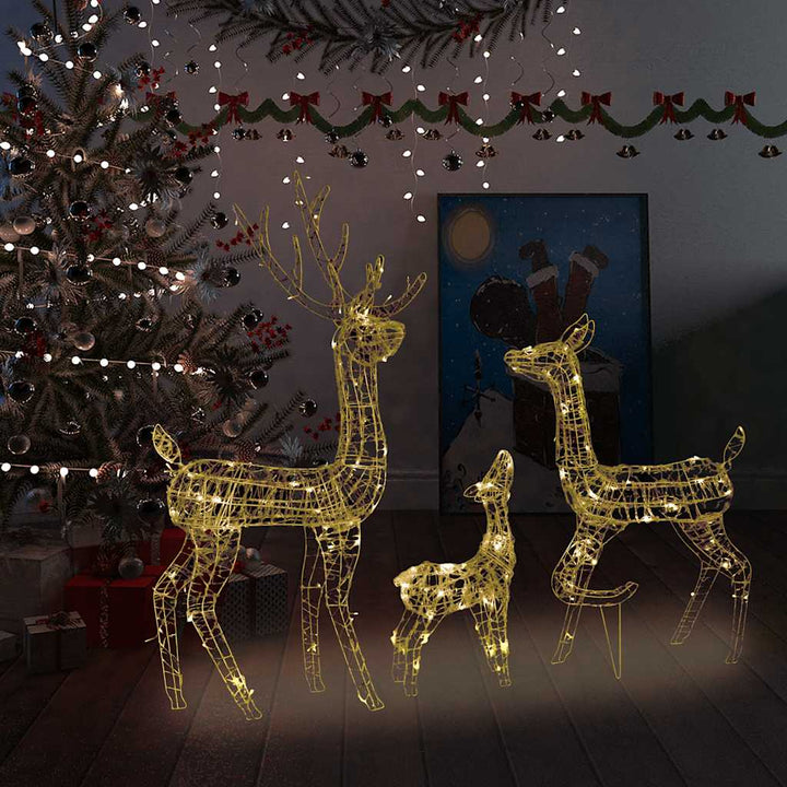 juledekoration rensdyrfamilie 300 LED'er akryl varm hvid