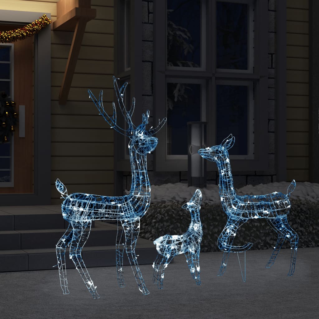 juledekoration rensdyrfamilie 300 LED'er akryl kold hvid