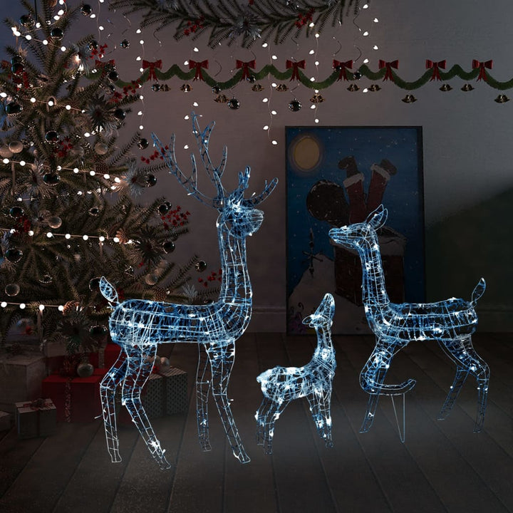 juledekoration rensdyrfamilie 300 LED'er akryl kold hvid