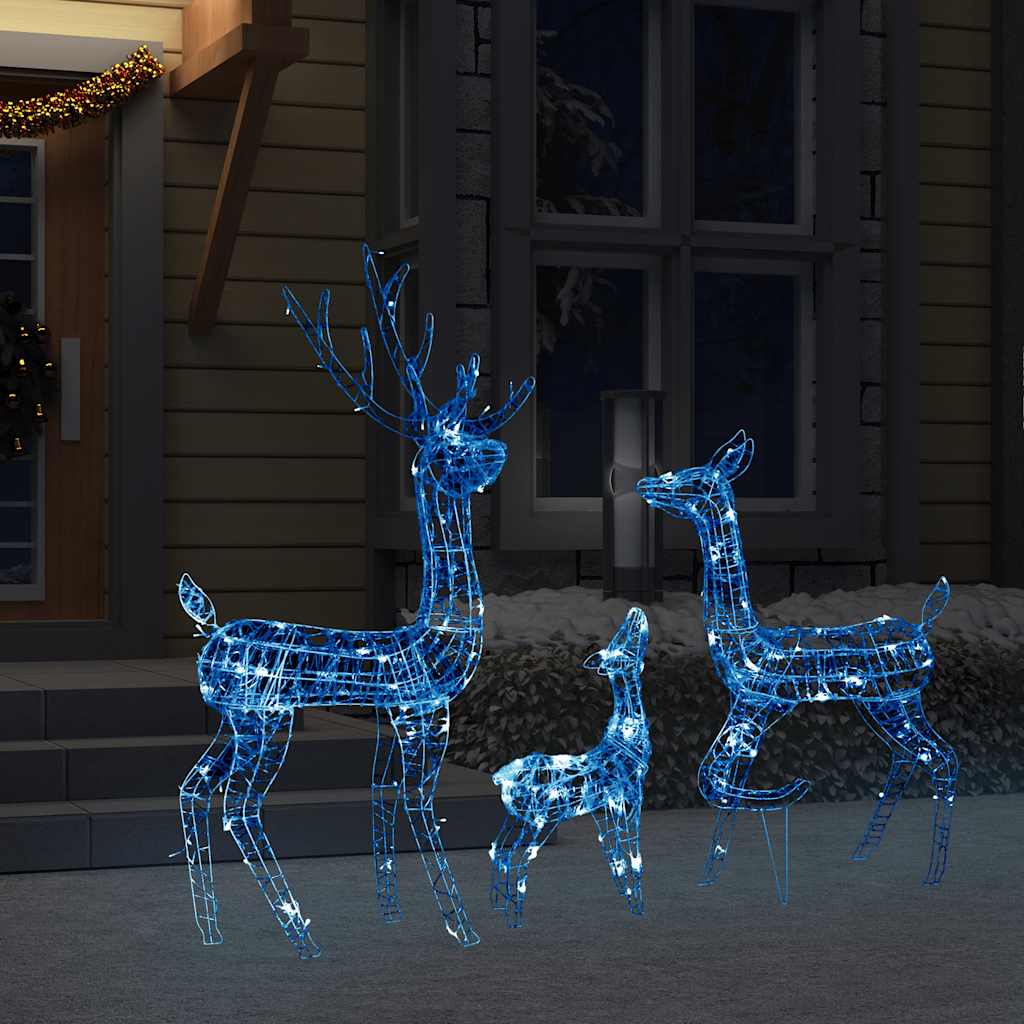 juledekoration rensdyrfamilie 300 LED'er akryl blå