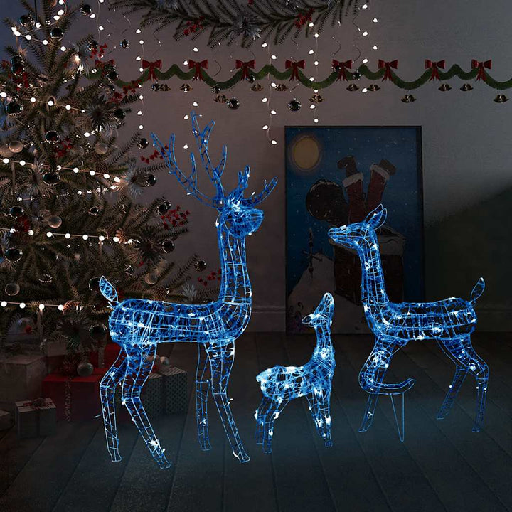 juledekoration rensdyrfamilie 300 LED'er akryl blå