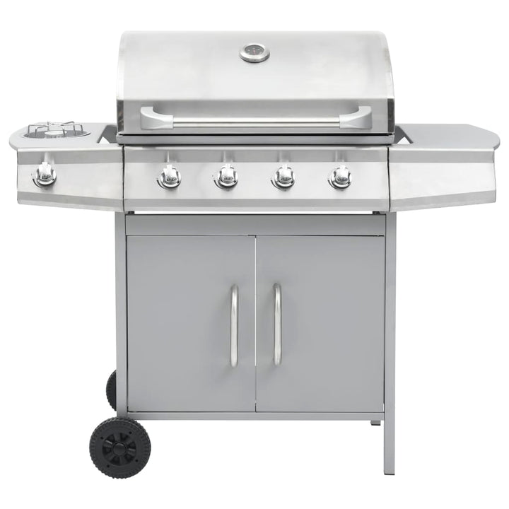 gasgrill 4+1 grillzoner rustfrit stål sølvfarvet