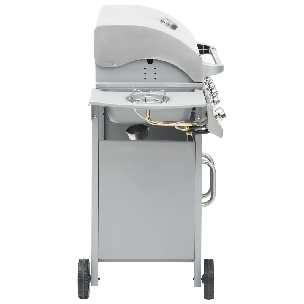 gasgrill 4+1 grillzoner rustfrit stål sølvfarvet