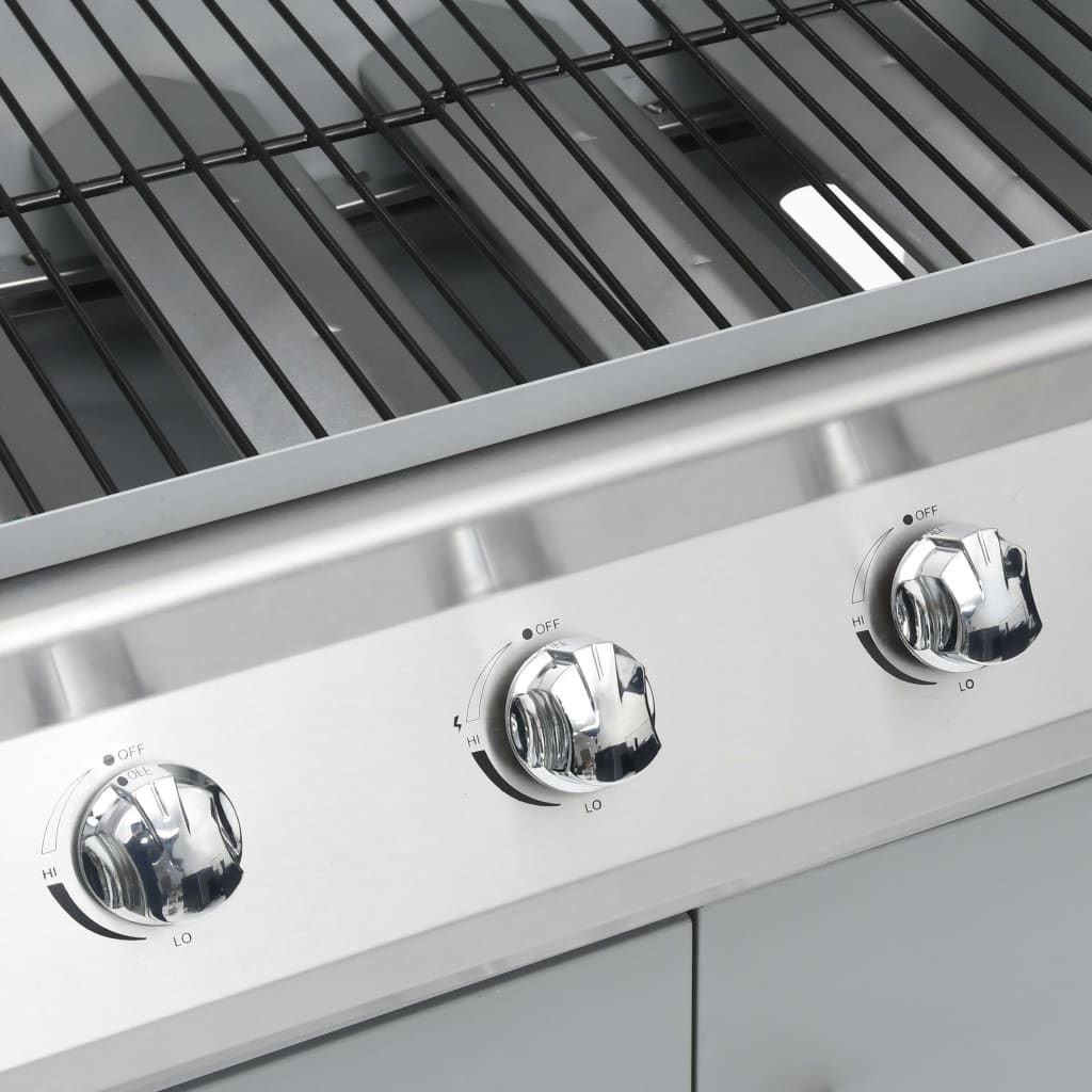 gasgrill 4+1 grillzoner rustfrit stål sølvfarvet