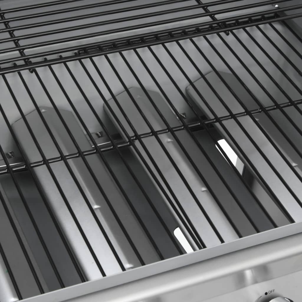 gasgrill 4+1 grillzoner rustfrit stål sølvfarvet