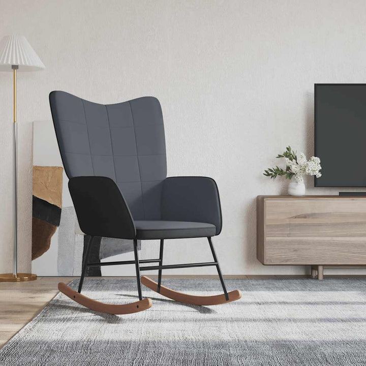 gyngestol fløjl og PVC mørkegrå