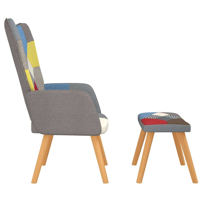 lænestol med fodskammel stof patchwork