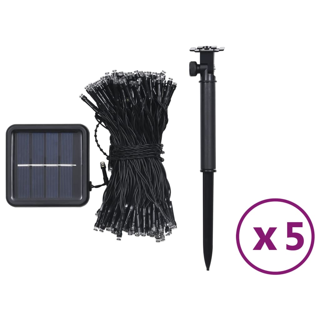 lyskæder 5 stk. 5x200 LED inde/ude soldrevet varm hvid