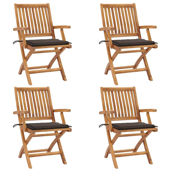 foldbare havestole 4 stk. med hynder massivt teaktræ