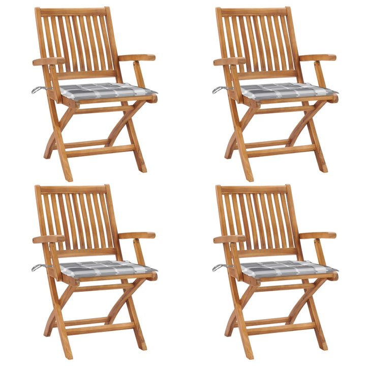 foldbare havestole 4 stk. med hynder massivt teaktræ