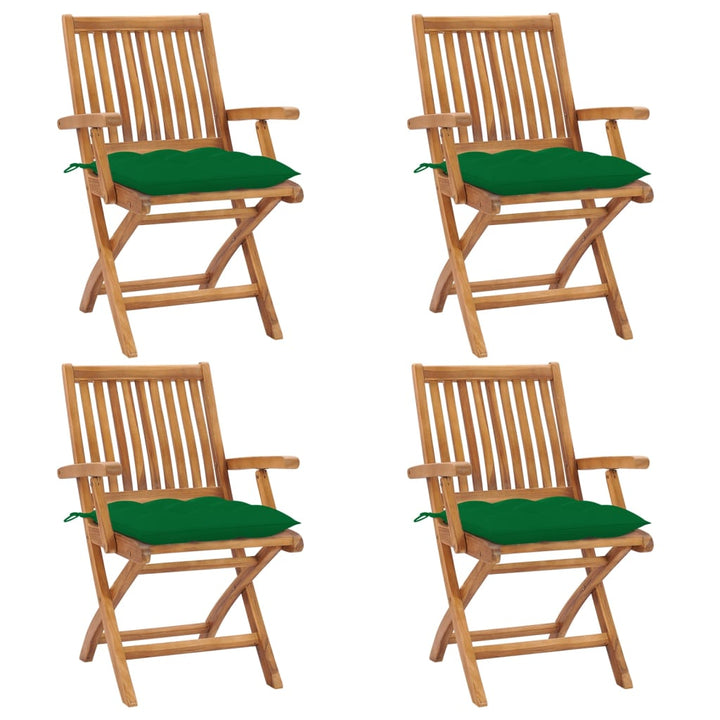 foldbare havestole 4 stk. med hynder massivt teaktræ