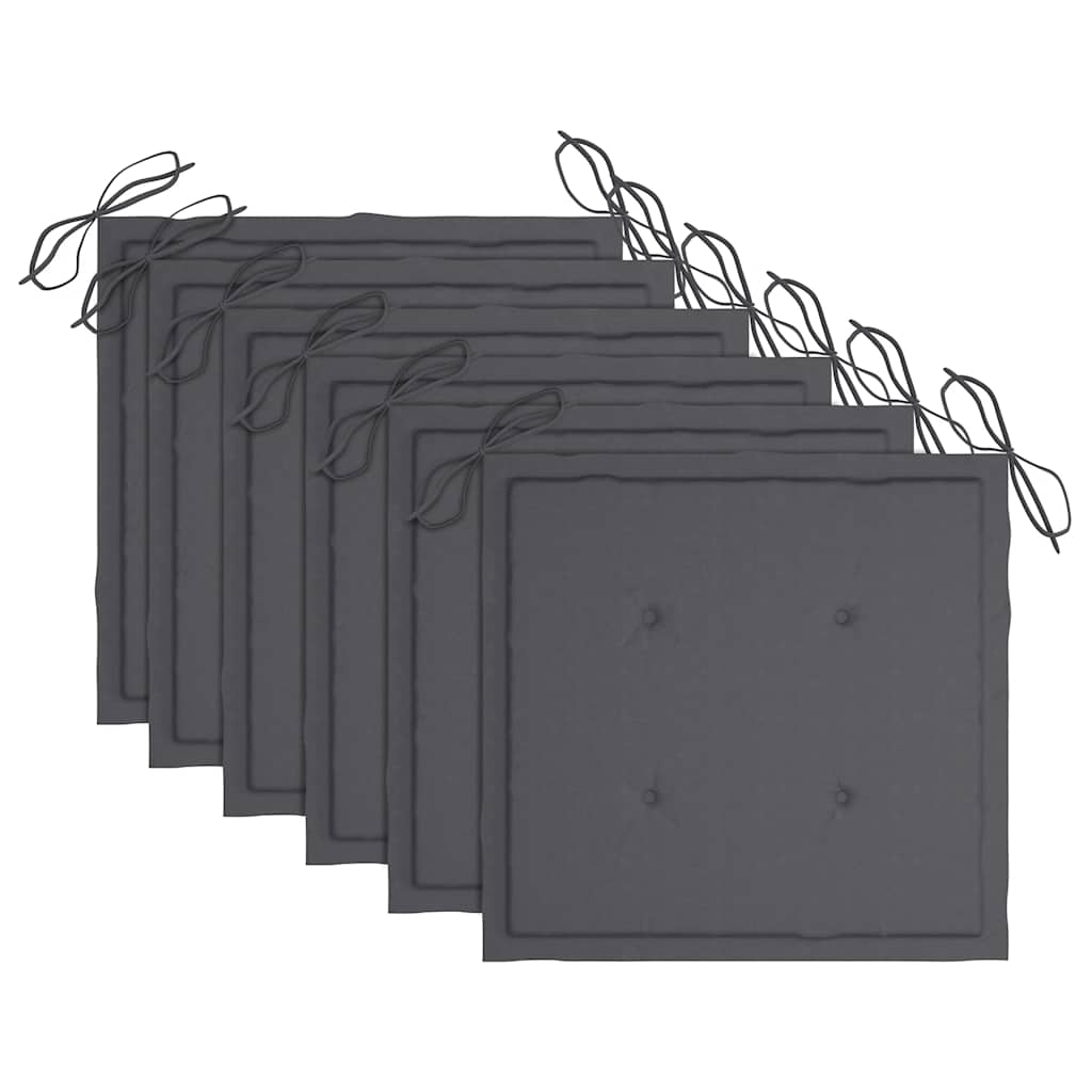 foldbare havestole 6 stk. med hynder massivt teaktræ