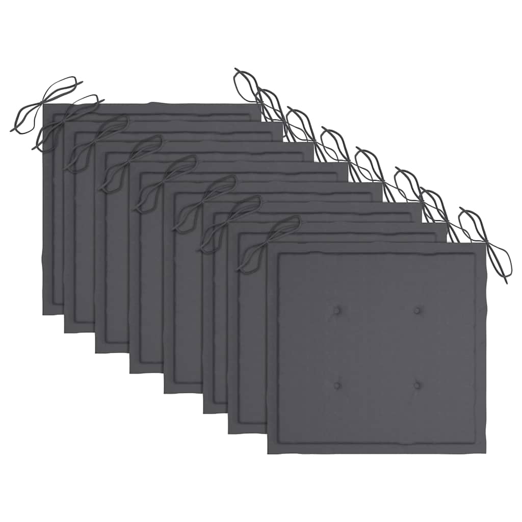 foldbare havestole 8 stk. med hynder massivt teaktræ