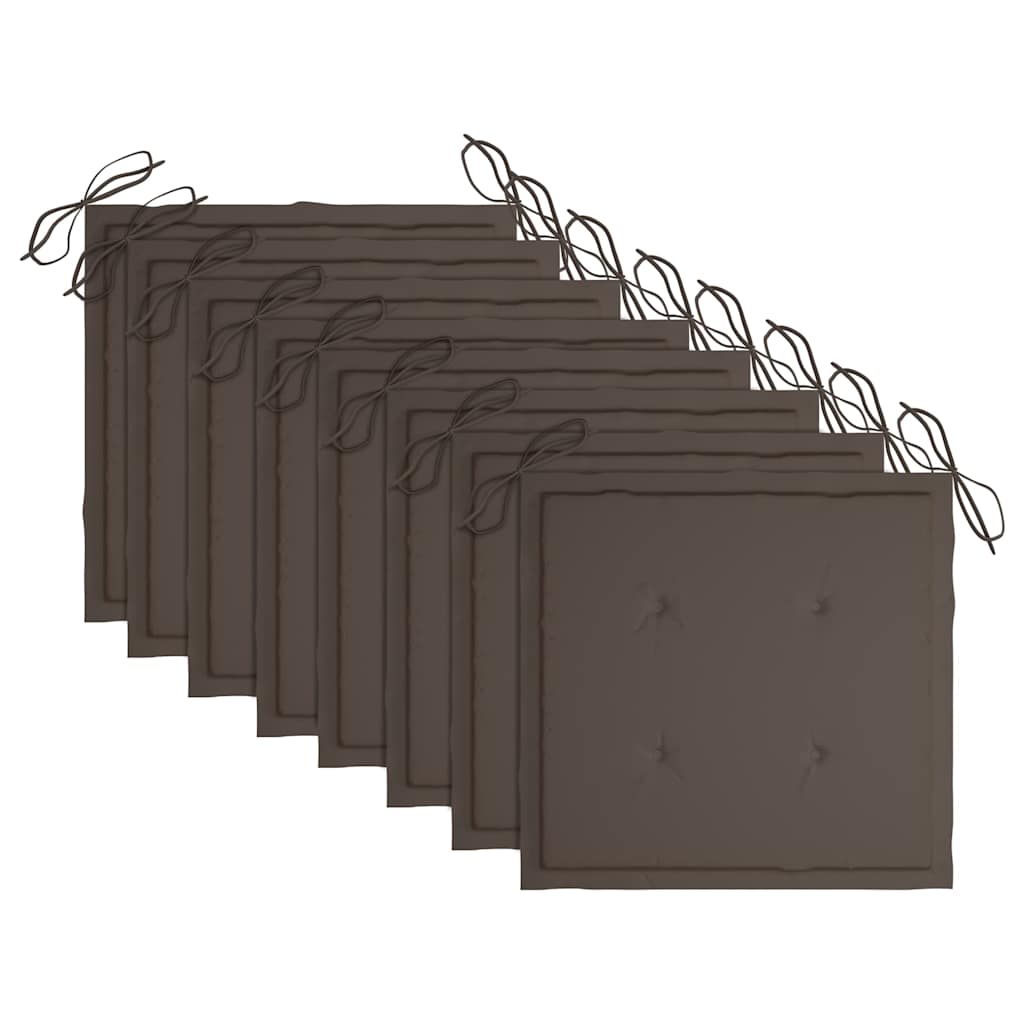 foldbare havestole 8 stk. med hynder massivt teaktræ