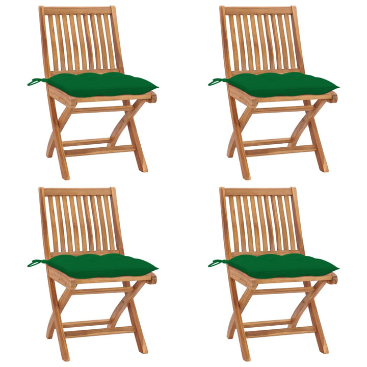 foldbare havestole 4 stk. med hynder massivt teaktræ