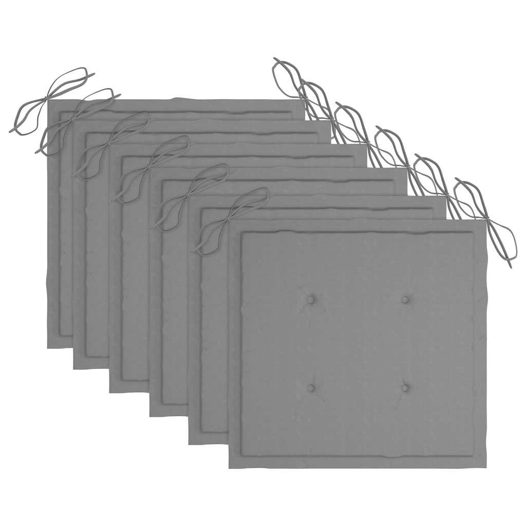 foldbare havestole 6 stk. med hynder massivt teaktræ