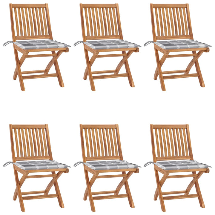 foldbare havestole 6 stk. med hynder massivt teaktræ