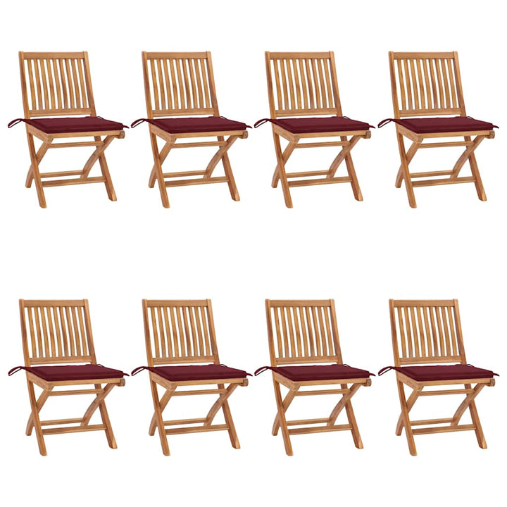 foldbare havestole 8 stk. med hynder massivt teaktræ