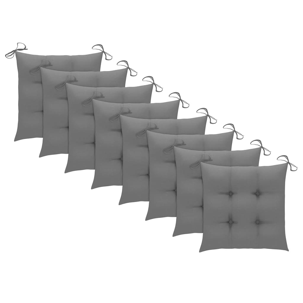 foldbare havestole 8 stk. med hynder massivt teaktræ