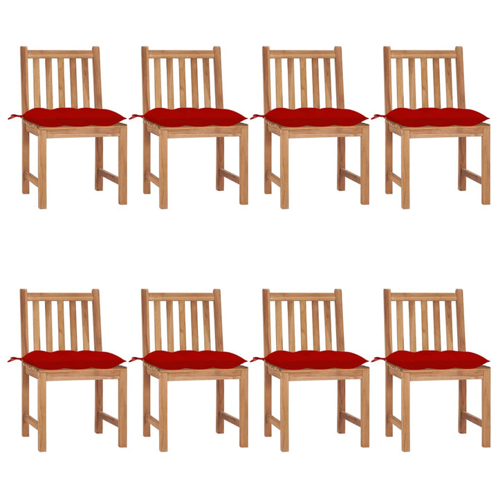 havestole 8 stk. med hynder massivt teaktræ