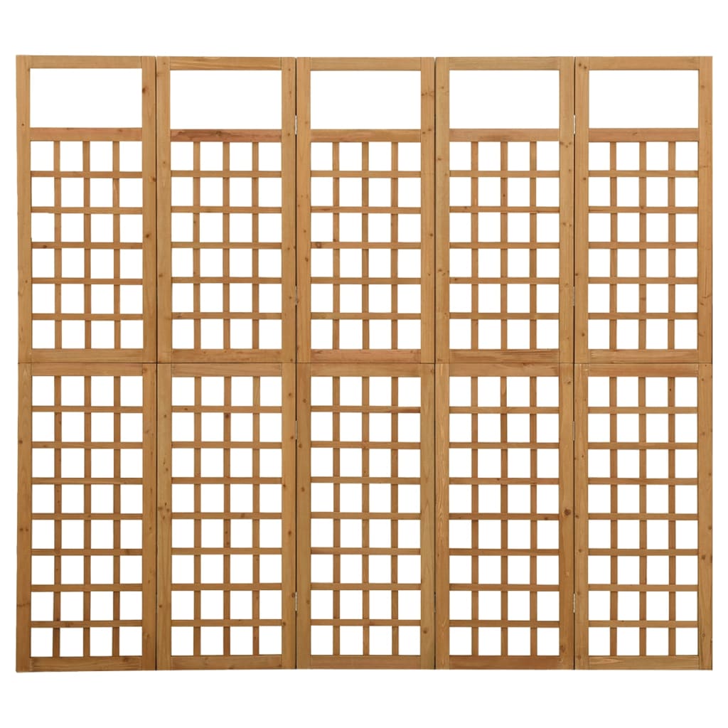 5-panels rumdeler/espalier 201,5x180 cm massivt grantræ