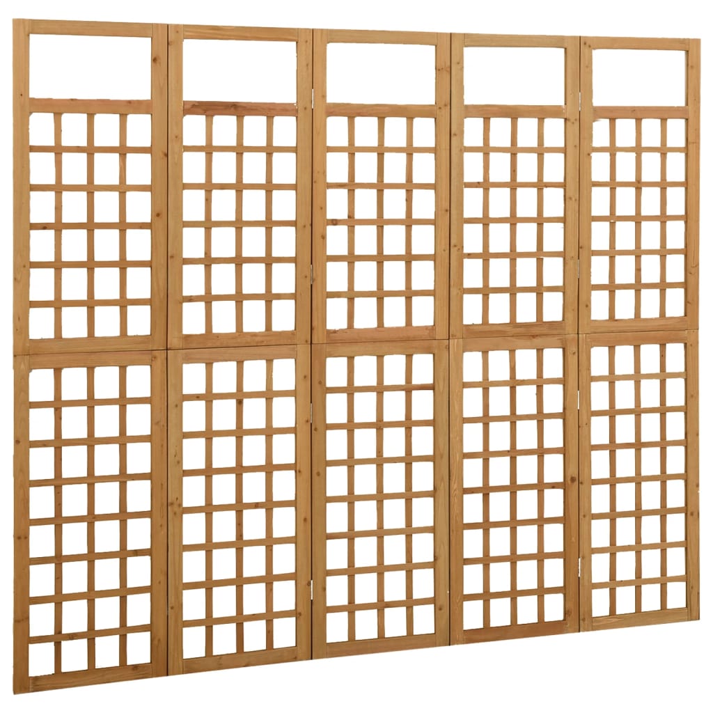 5-panels rumdeler/espalier 201,5x180 cm massivt grantræ