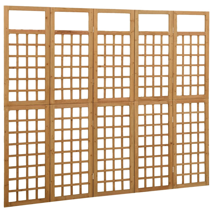 5-panels rumdeler/espalier 201,5x180 cm massivt grantræ