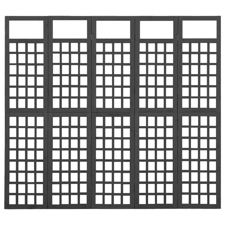 5-panels rumdeler/espalier 201,5x180 cm massivt grantræ sort