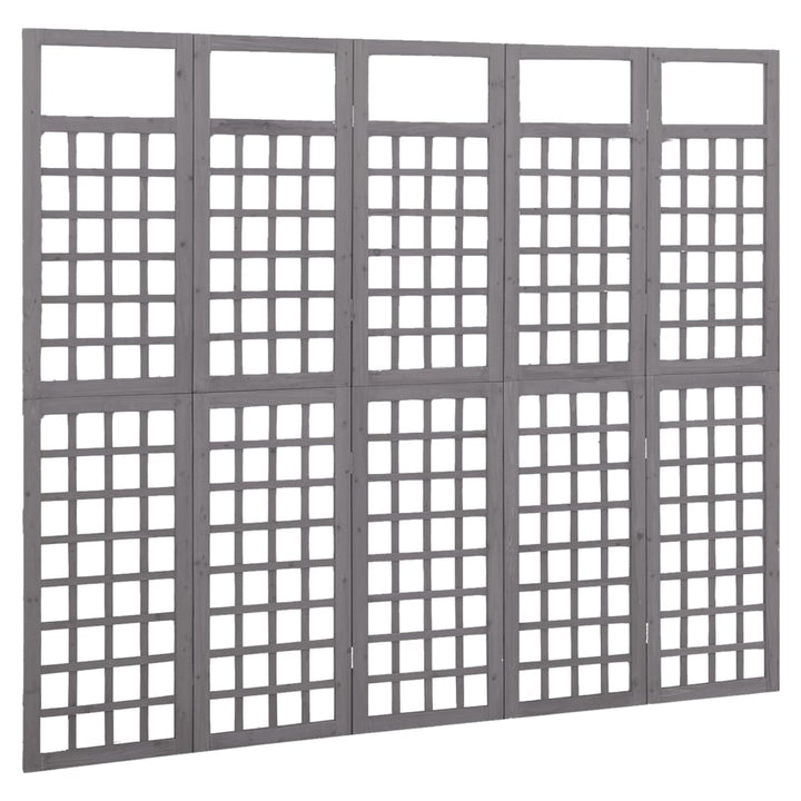 5-panels rumdeler/espalier 201,5x180 cm massivt grantræ grå