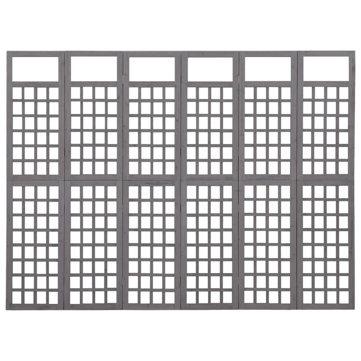6-panels rumdeler/espalier 242,5x180 cm massivt grantræ grå