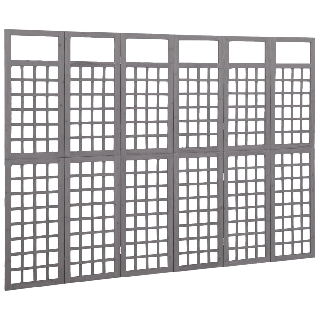6-panels rumdeler/espalier 242,5x180 cm massivt grantræ grå