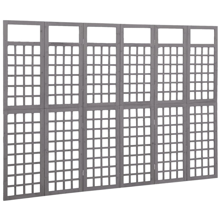 6-panels rumdeler/espalier 242,5x180 cm massivt grantræ grå