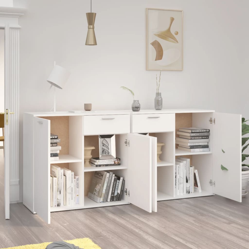 skænk 160x36x75 cm konstrueret træ hvid