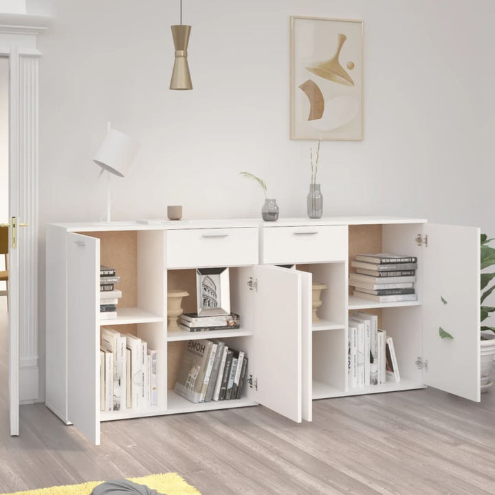 skænk 160x36x75 cm konstrueret træ hvid