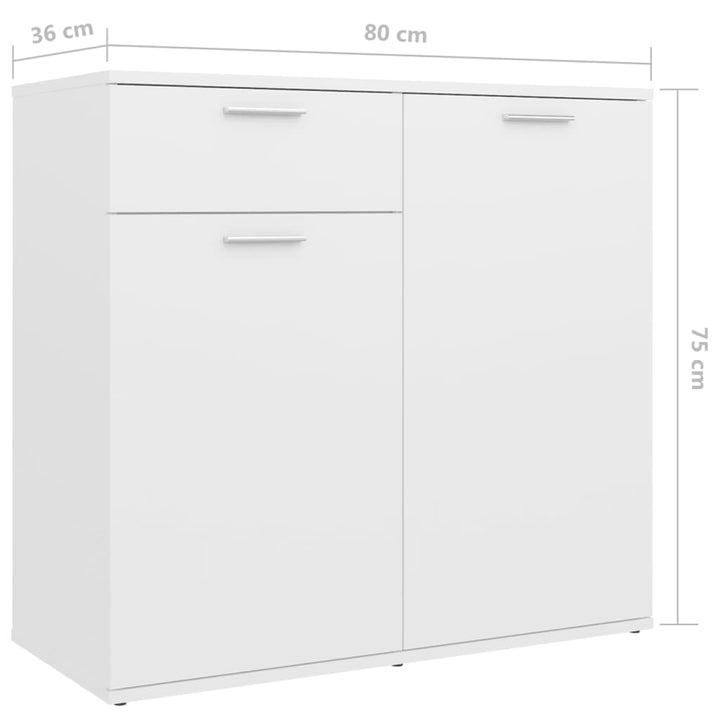 skænk 160x36x75 cm konstrueret træ hvid