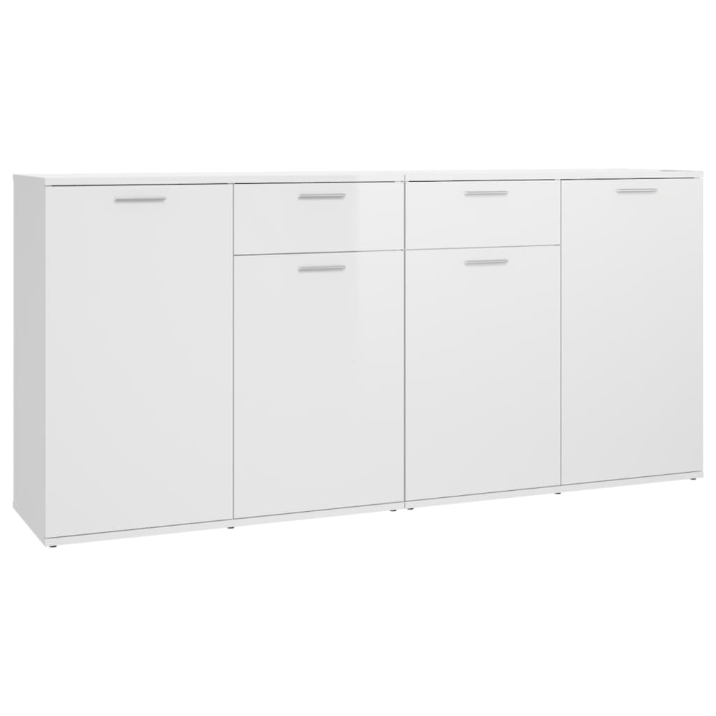 skænk 160x36x75 cm konstrueret træ hvid højglans