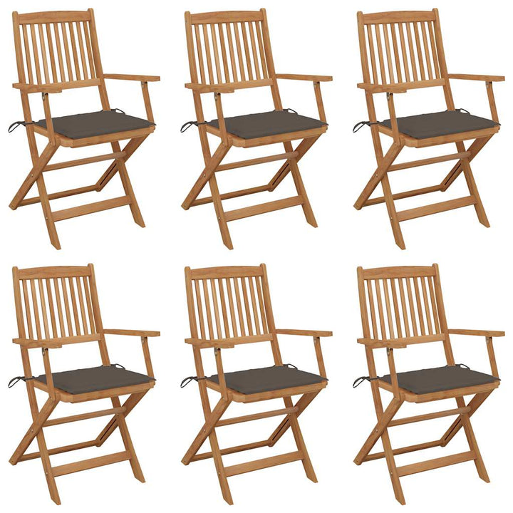 foldbare havestole 6 stk. med hynder massivt akacietræ