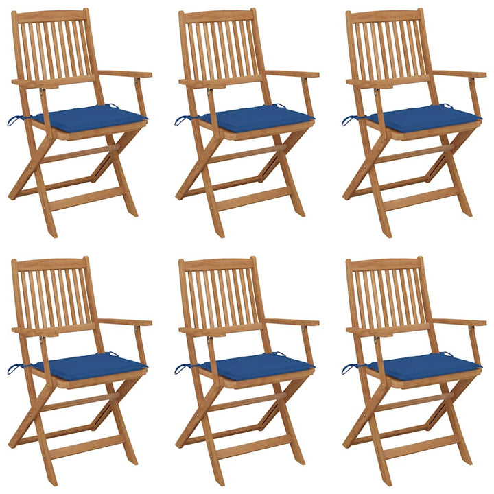 foldbare havestole 6 stk. med hynder massivt akacietræ