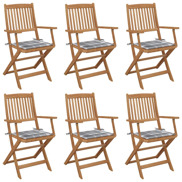 foldbare havestole 6 stk. med hynder massivt akacietræ