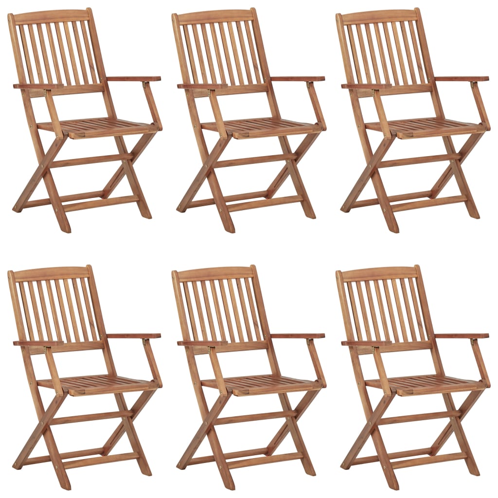 foldbare havestole 6 stk. med hynder massivt akacietræ
