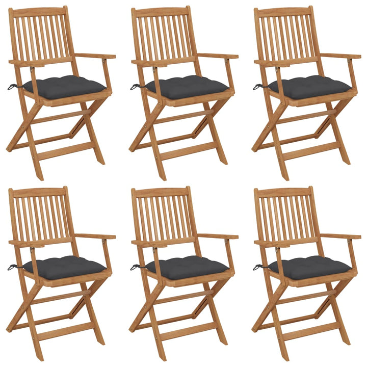 foldbare havestole 6 stk. med hynder massivt akacietræ