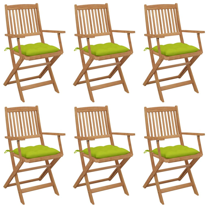 foldbare havestole 6 stk. med hynder massivt akacietræ