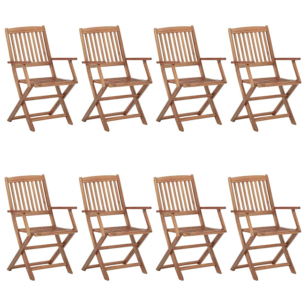 foldbare havestole 8 stk. med hynder massivt akacietræ
