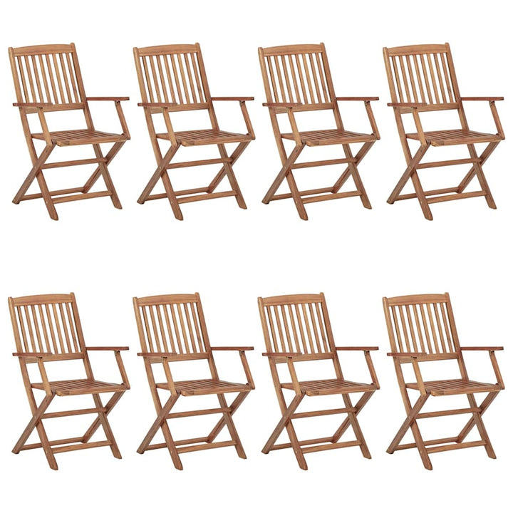 foldbare havestole 8 stk. med hynder massivt akacietræ
