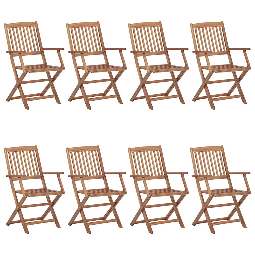 foldbare havestole 8 stk. med hynder massivt akacietræ