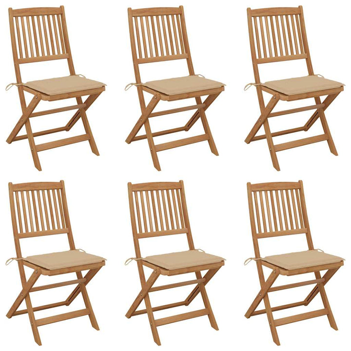 foldbare havestole 6 stk. med hynder massivt akacietræ