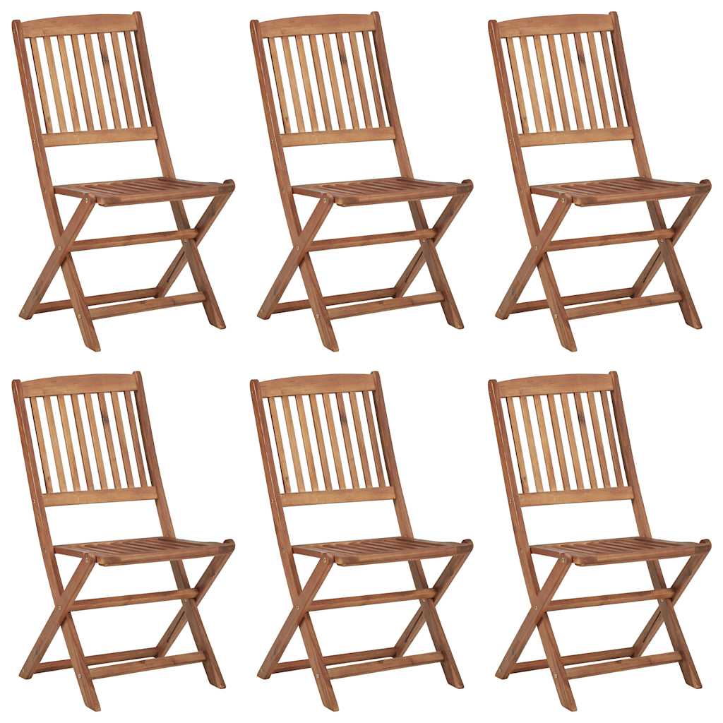 foldbare havestole 6 stk. med hynder massivt akacietræ