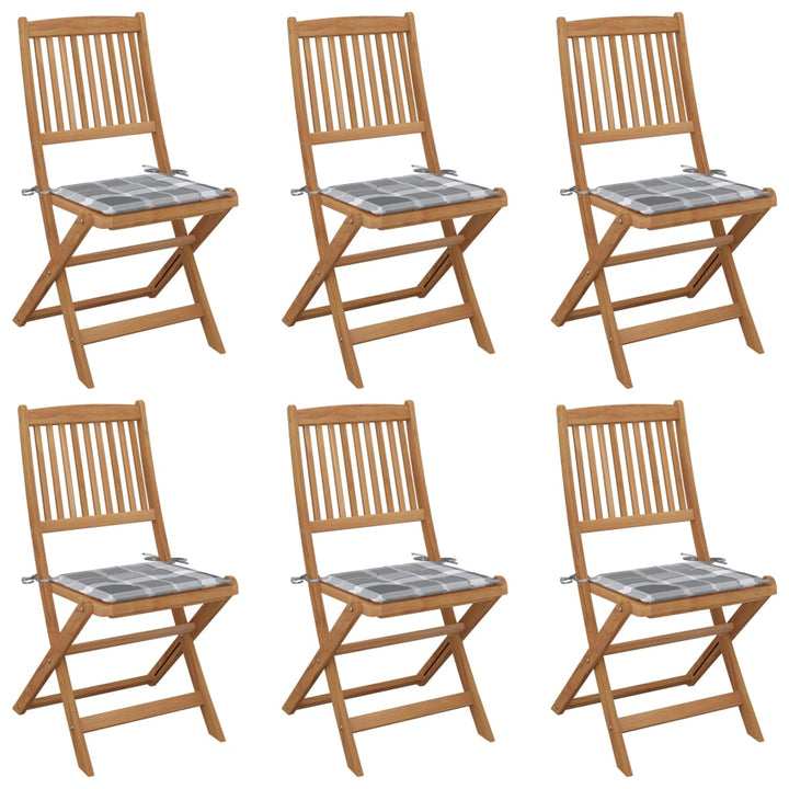 foldbare havestole 6 stk. med hynder massivt akacietræ