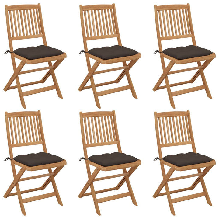 foldbare havestole 6 stk. med hynder massivt akacietræ