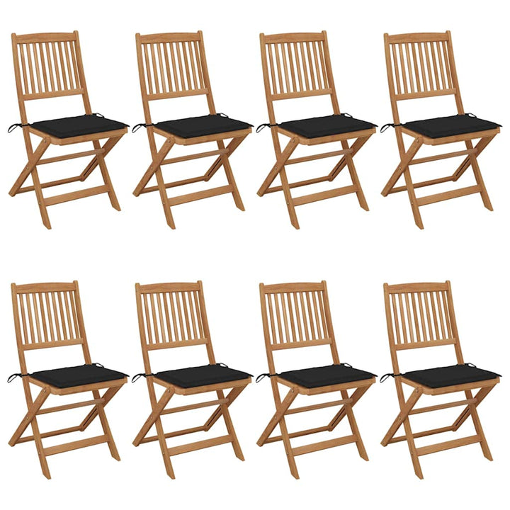 foldbare havestole 8 stk. med hynder massivt akacietræ